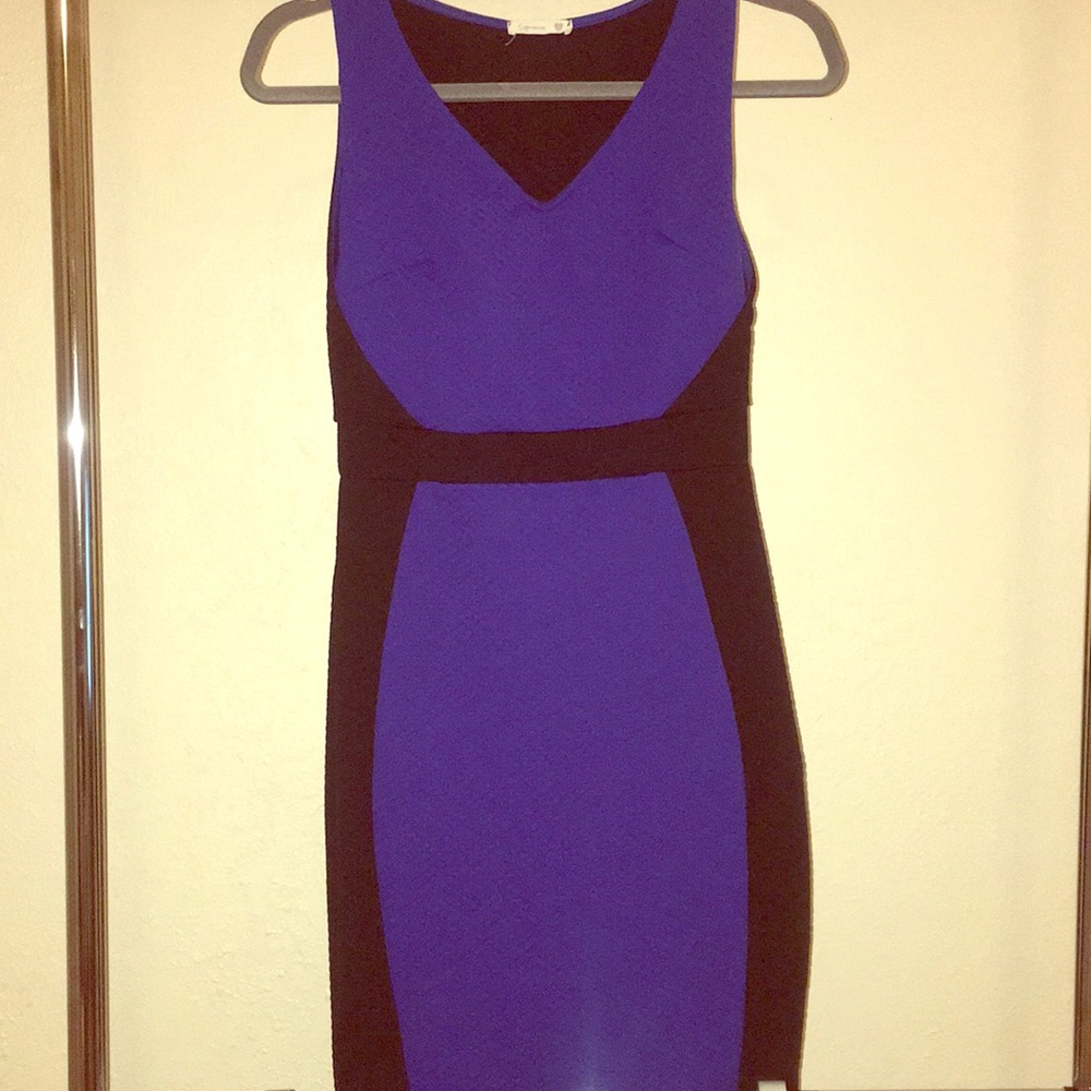 Black and blue mini dress